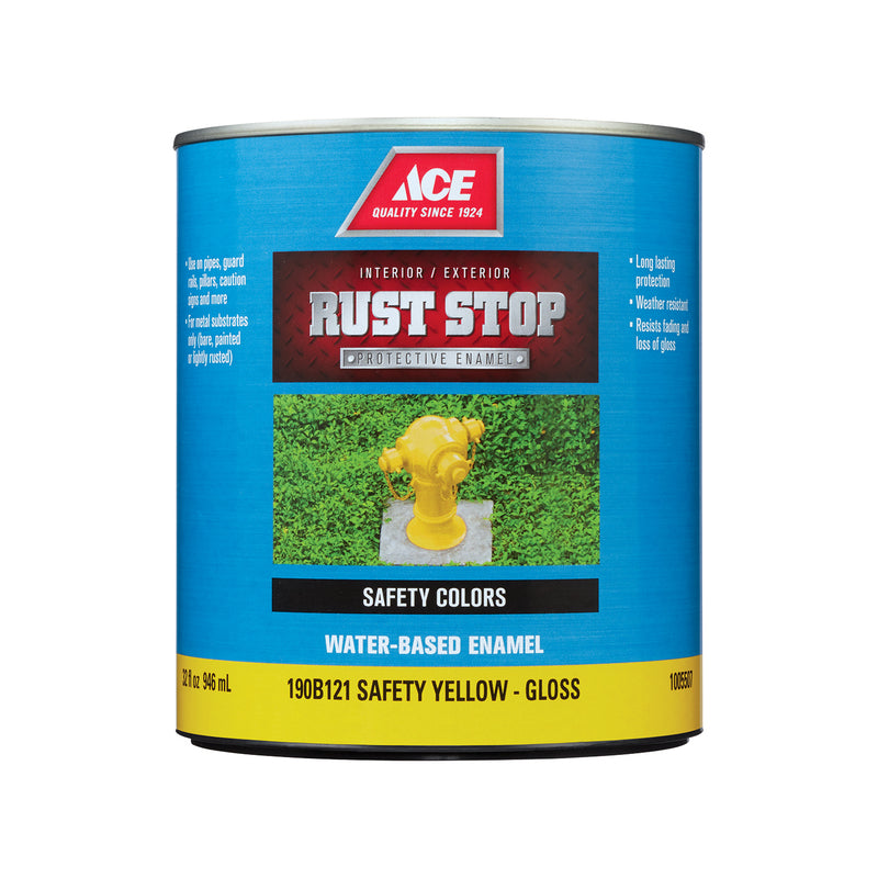 Ace Rust Stop Indoor / Outdoor Gloss Safety Yellow Water-Based Enamel Paint 1 qt