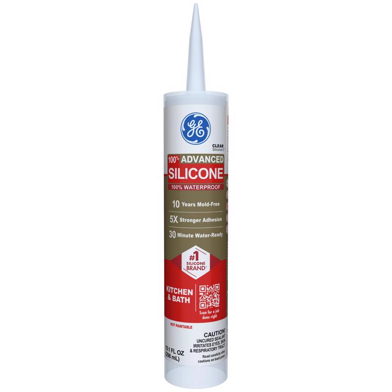 GE Advanced Clear Silicone 2 Kitchen and Bath Caulk Sealant 10.1 oz