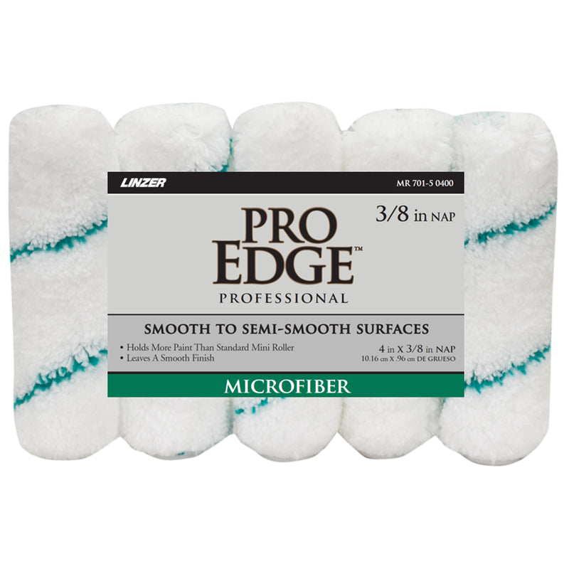 Linzer Pro Edge Microfiber 4 in. W X 3/8 in. Mini Paint Roller Cover 5 pk