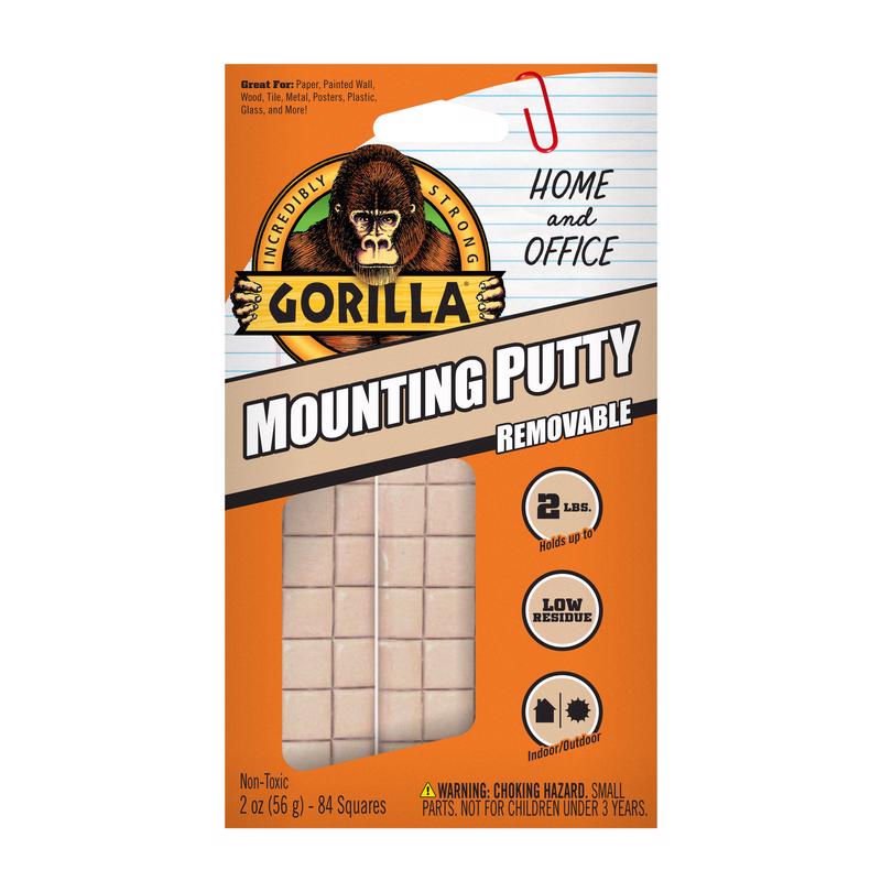 Gorilla High Strength Synthetic Rubber Creme Mounting Putty 2 oz
