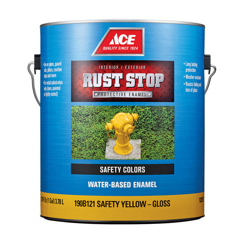 Ace Rust Stop Indoor and Outdoor Gloss Safety Yellow Water-Based Enamel Rust Prevention Paint 1 gal