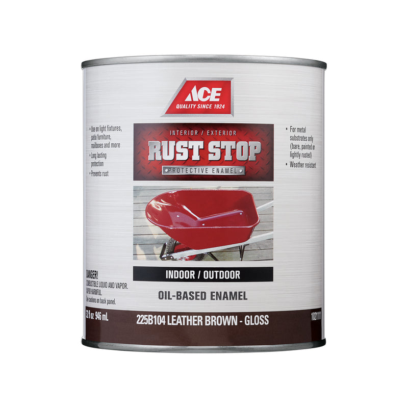 Ace Rust Stop Indoor/Outdoor Gloss Leather Brown Oil-Based Enamel Rust Prevention Paint 1 qt