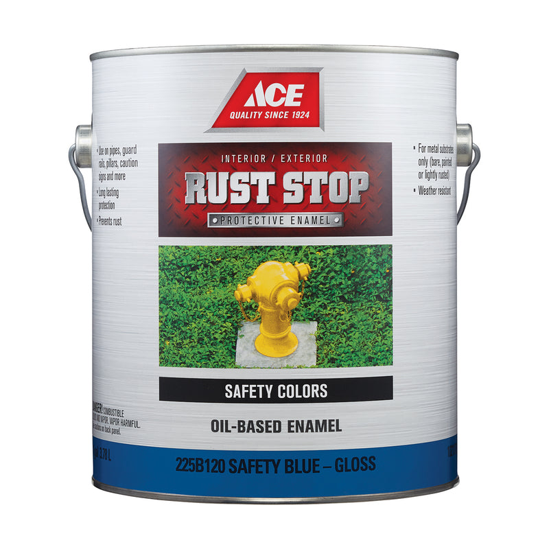 Ace Rust Stop Indoor and Outdoor Gloss Safety Blue Oil-Based Enamel Rust Prevention Paint 1 gal