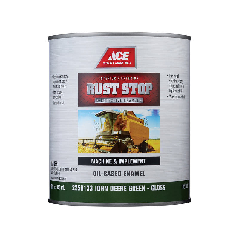 Ace Rust Stop Indoor/Outdoor Gloss John Deere Green Oil-Based Rust Prevention Paint 1 qt