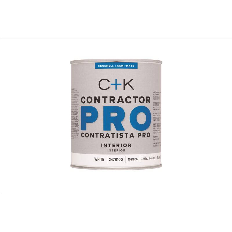 C+K Contractor Pro Eggshell White Water-Based Paint Interior 1 qt