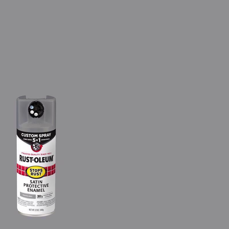 Rust-Oleum Stops Rust Custom Spray 5-in-1 Indoor/Outdoor Satin Gray Oil-Based Oil Modified Alkyd Pro