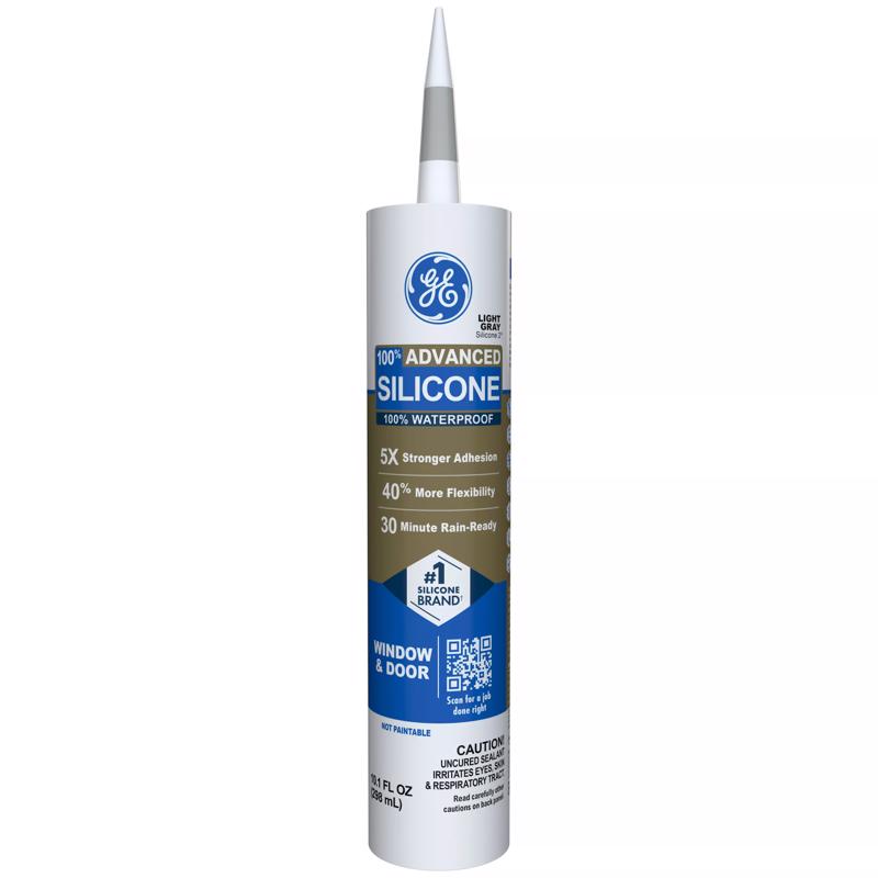 GE Advanced Light Gray Silicone 2 Window and Door Caulk Sealant 10.1 oz