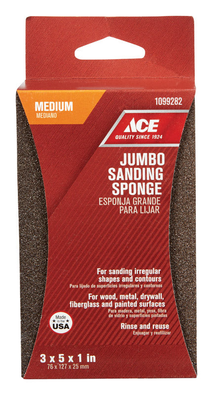 Ace 5 in. L X 3 in. W X 1 in. 80 Grit Medium Extra Large Sanding Sponge