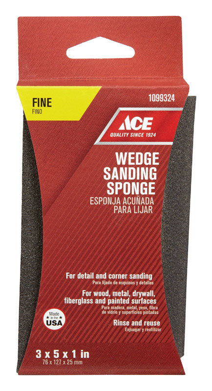 Ace 5 in. L X 3 in. W X 1 in. 120 Grit Fine Wedge Sanding Sponge