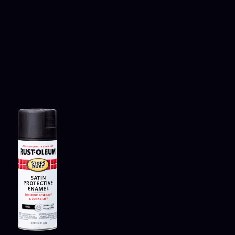 Rust-Oleum Stops Rust Satin Black Spray Paint 12 oz