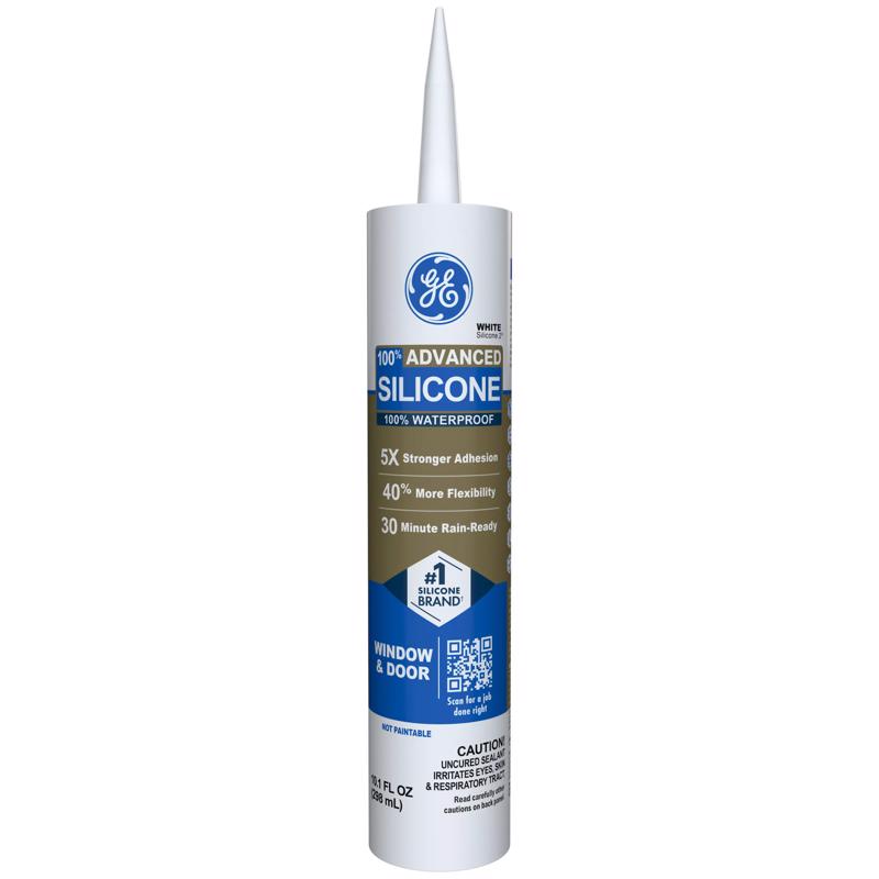 GE Advanced White Silicone 2 Window and Door Caulk Sealant 10.1 oz