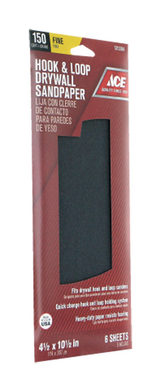 Ace 10-1/2 in. L X 4-1/2 in. W 150 Grit Silicon Carbide Drywall Sanding Sheet 6 pk