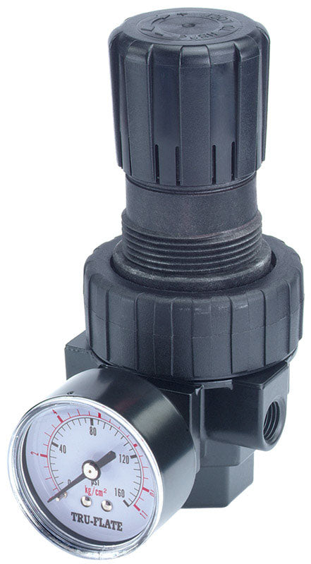 Tru-Flate Plastic Compact Regulator with Gauge 1/4 in. NPT 160 psi 1 pc
