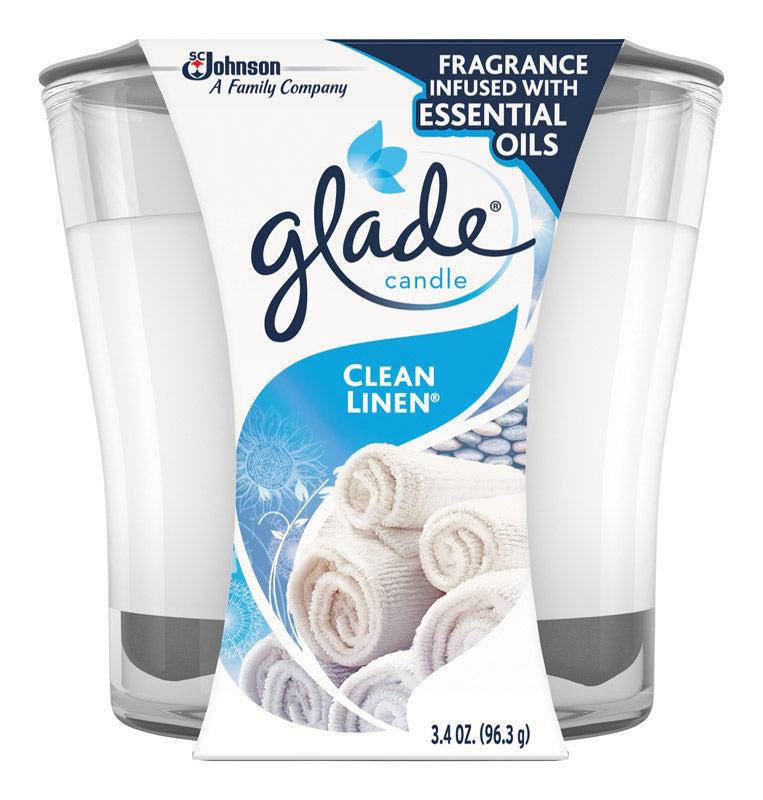 Glade Ivory Clean Linen Scent Jar Air Freshener Candle 3.4 oz