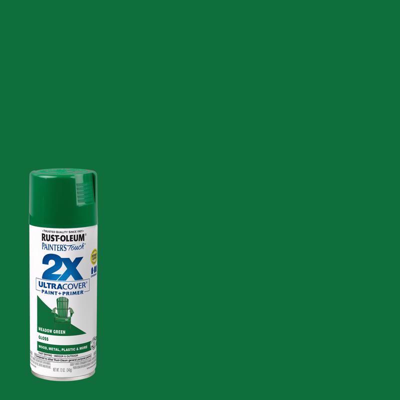 Rust-Oleum Painter's Touch 2X Ultra Cover Gloss Meadow Green Paint+Primer Spray Paint 12 oz