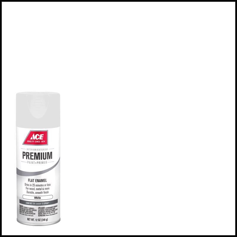 Ace Premium Flat White Paint + Primer Enamel Spray 12 oz