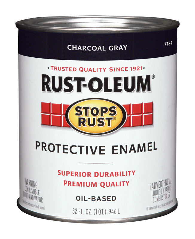 Rust-Oleum Stops Rust Indoor and Outdoor Gloss Charcoal Gray Oil-Based Protective Paint 1 qt