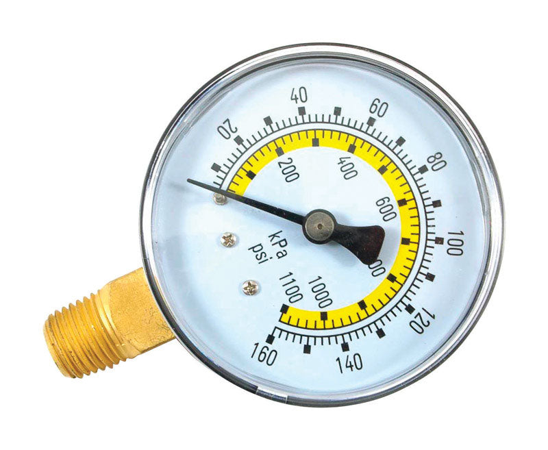 Forney Plastic Bottom Mount Air Pressure Gauge 1/4 in. NPT 160 psi 1 pc