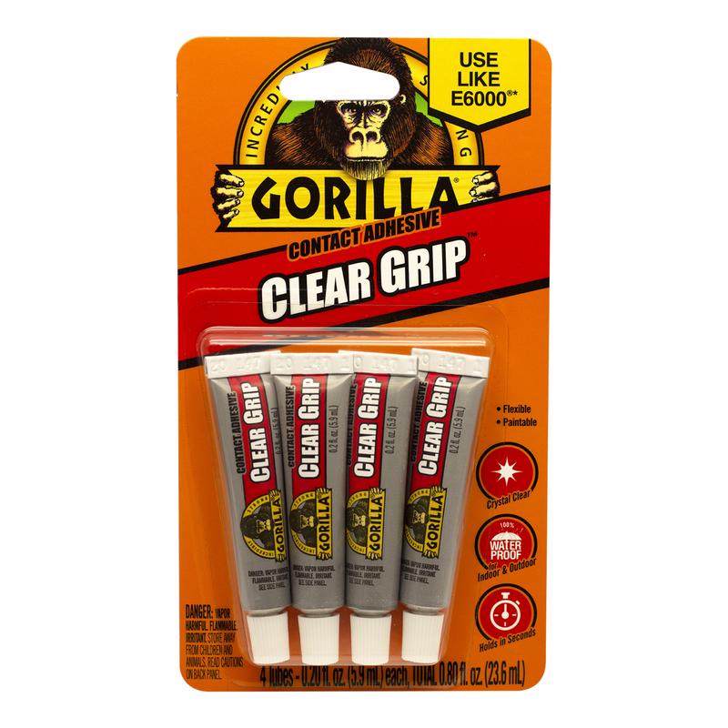 Gorilla Clear Grip High Strength Clear Contact Adhesive 4 pk
