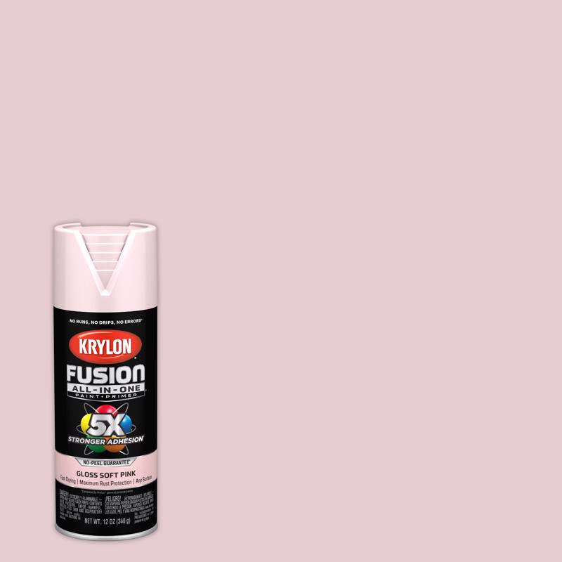 Krylon Fusion All-In-One Gloss Soft Pink Paint+Primer Spray Paint 12 oz