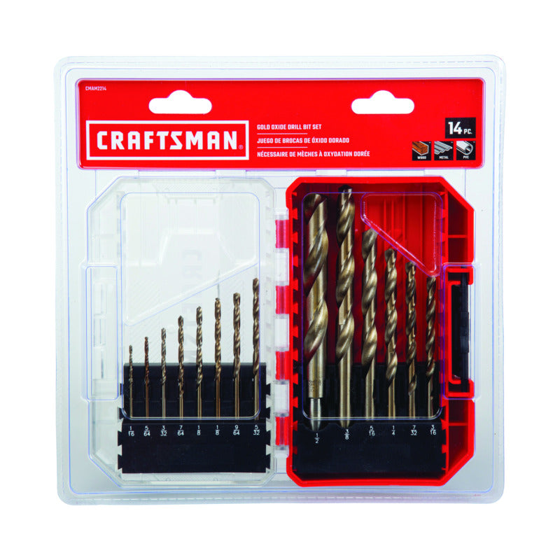Craftsman Gold Oxide Drill Bit Set Round Shank 14 pc