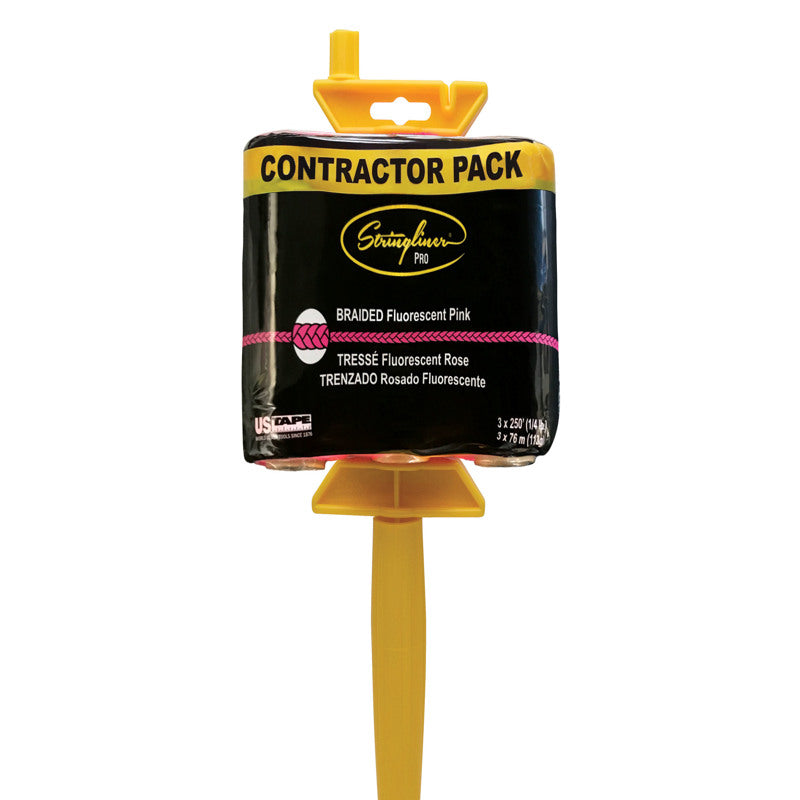 Stringliner PRO Mason's Line and Reel Contractor Pack 250 ft. Fluorescent Pink Fine Braided Line