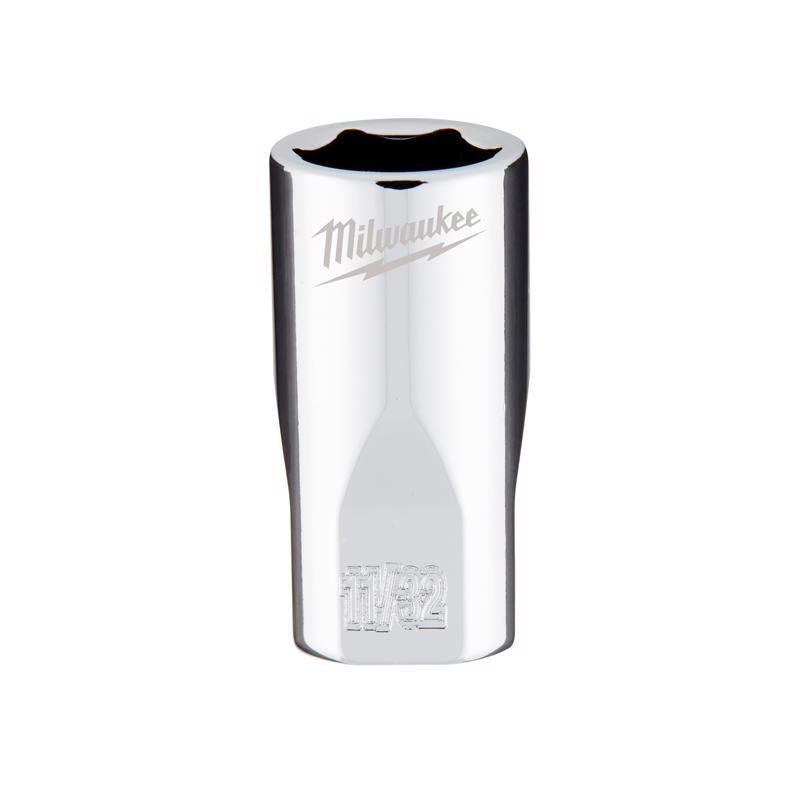 Milwaukee 11/32 in. X 1/4 in. drive SAE 6 Point Standard Socket 1 pc