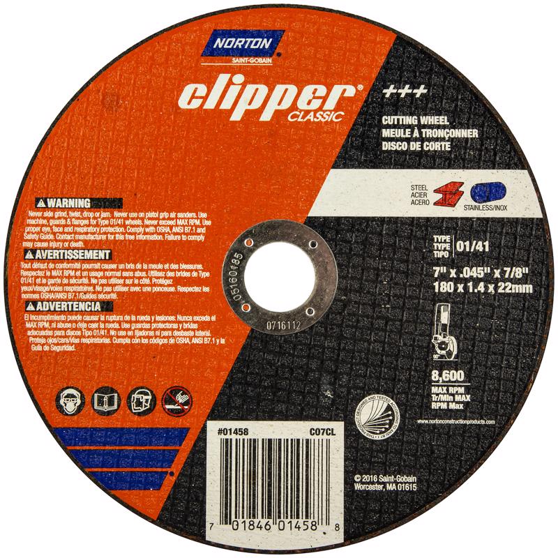 Norton Clipper 7 in. D X 7/8 in. Aluminum Oxide Classic Cut-Off Wheel 1 pk