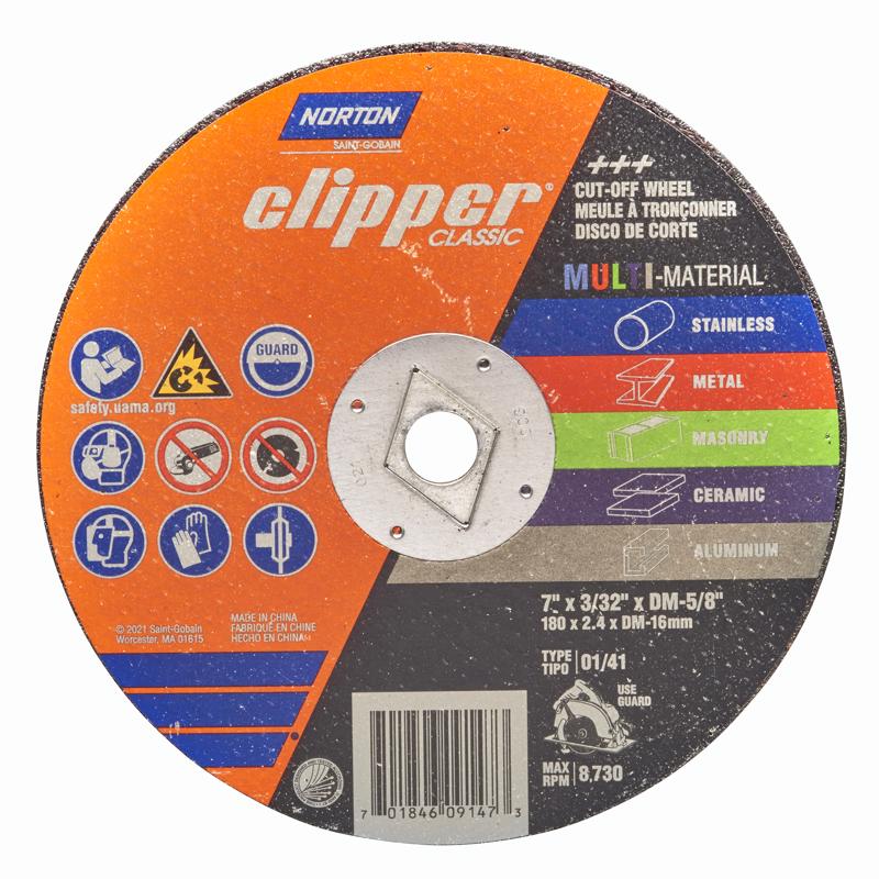Norton Clipper 7 in. D X 5/8 in. Aluminum Oxide/Silicon Carbide Classic Cut-Off Wheel 1 pk