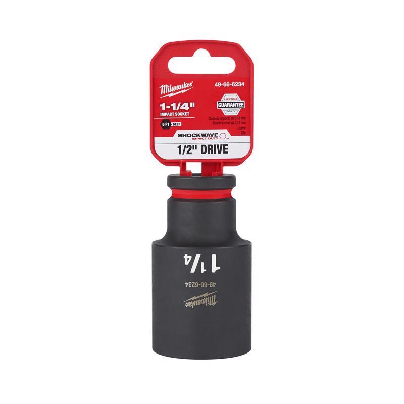 Milwaukee Shockwave 1-1/4 in. X 1/2 in. drive SAE 6 Point Deep Impact Socket 1 pc