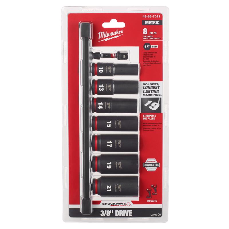 Milwaukee 3/8 in. drive Metric 6 Point Impact Rated Socket Set 8 pc