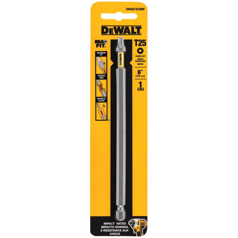 DeWalt Maxfit Torx T25 X 6 in. L Screwdriver Bit S2 Tool Steel 1 pc