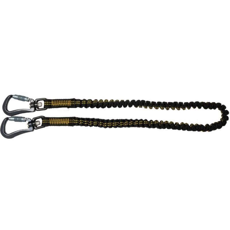DeWalt Aluminum/Polyester Dual Carabiner Lanyard 41 in. L 15 lb. cap. Black/Yellow 1 pc