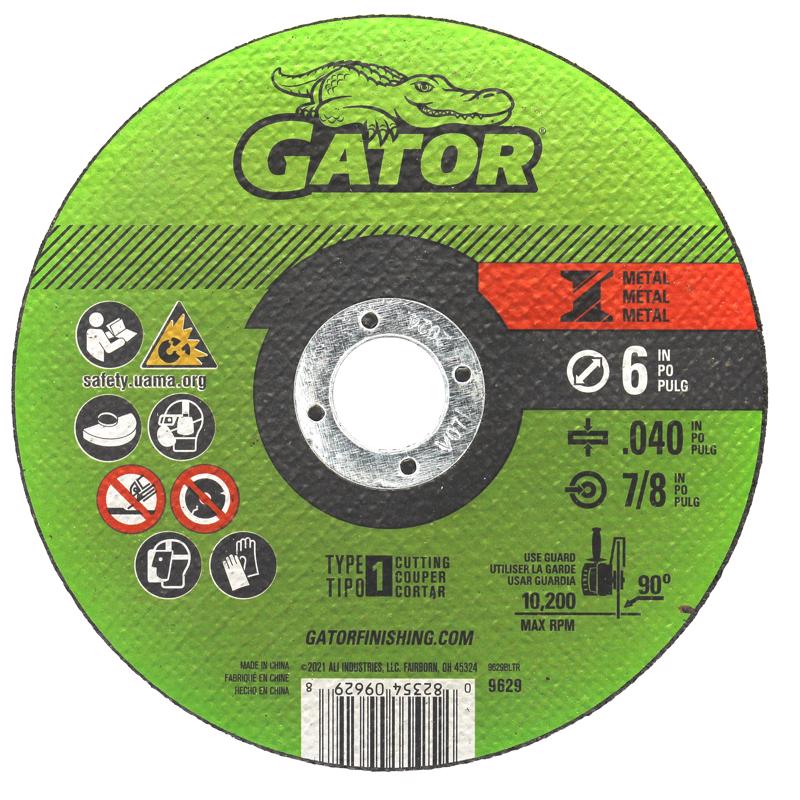 Gator 6 in. D X 7/8 in. Aluminum Oxide Metal Cutting Wheel 1 pk