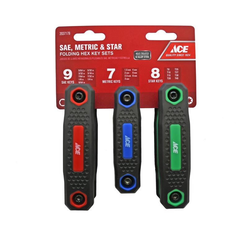 Ace Metric and SAE Ergo Fold Hex Key Sets 3 pc