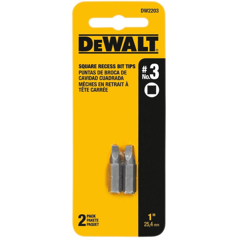 DeWalt Square Recess #3 X 1 in. L Screwdriver Bit Heat-Treated Steel 2 pc