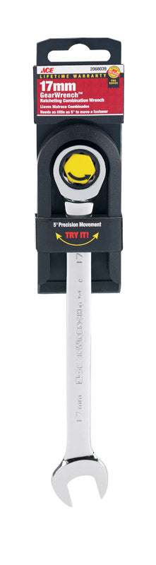 Ace Pro Series GearWrench 17 mm X 17 mm Metric Combination Wrench 8.84 in. L 1 pc