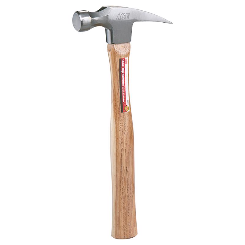 Ace 16 oz Smooth Face Rip Claw Hammer Wood Handle
