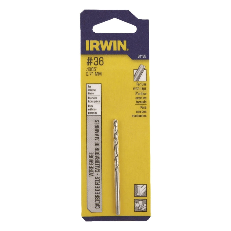 Irwin #36 X 2-1/2 in. L High Speed Steel Jobber Length Wire Gauge Bit Straight Shank 1 pk