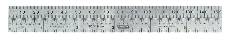 General 6 in. L X 3/4 in. W Stainless Steel Precision Pocket Rule Metric