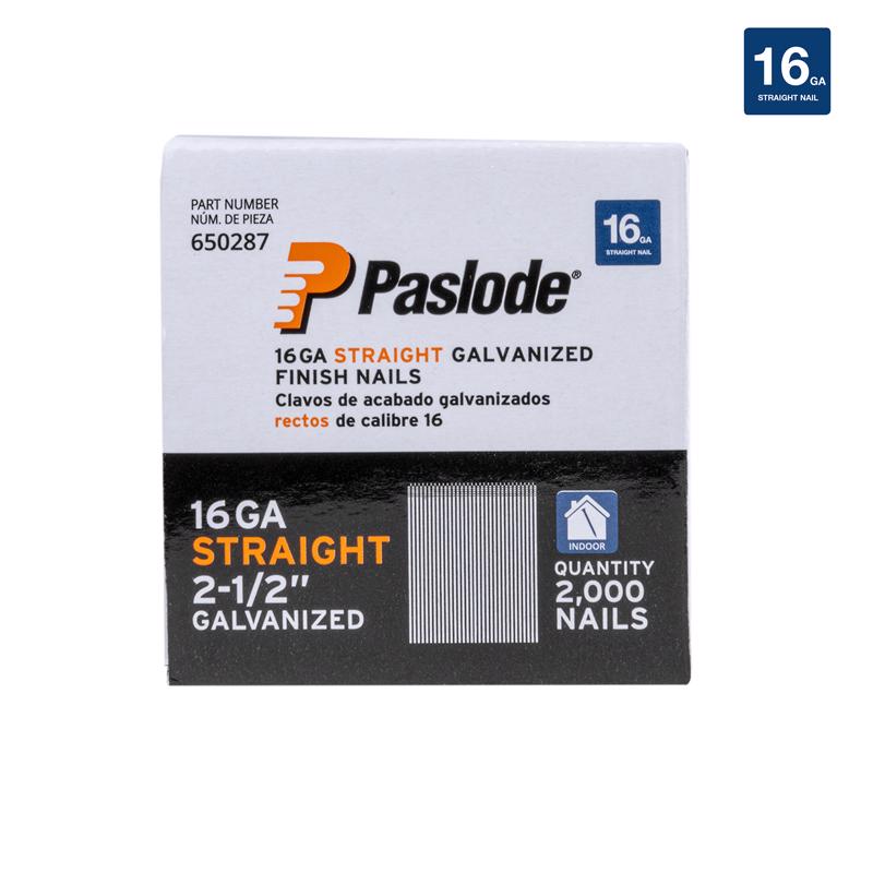 Paslode 2-1/2 in. L X 16 Ga. Straight Strip Galvanized Finish Nails 2,000 pk