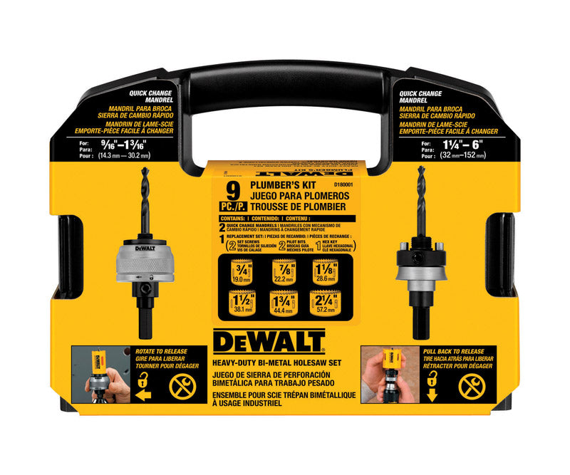 DeWalt Assorted in. Bi-Metal 1.45 in. L X 1/4 in. D Plumber's Hole Saw Kit