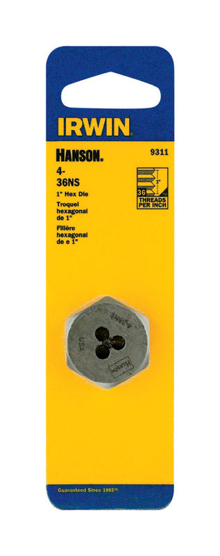 Irwin Hanson High Carbon Steel SAE Hexagon Die 4-36NS 1 pc