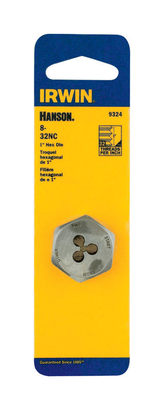 Irwin Hanson High Carbon Steel SAE Hexagon Die 8-32 1 pc