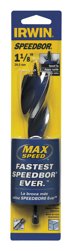 Irwin Speedbor 1-1/8 in. X 6 in. L Carbon Steel Wood Boring Bit Quick-Change Hex Shank 1 pc