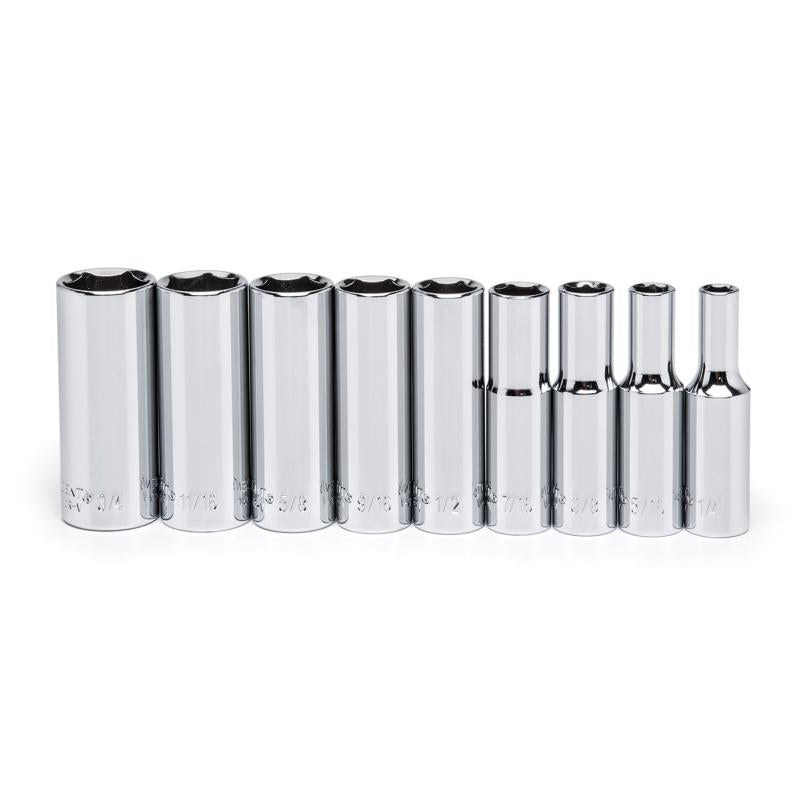 Crescent 3/8 in. X 3/8 in. drive SAE 6 Point Deep Well Socket Set 9 pc