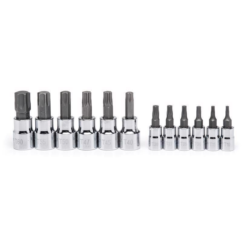 Crescent 1/4 in. X 1/4 and 3/8 in. drive SAE 6 Point Torx Bit Socket Set 12 pc