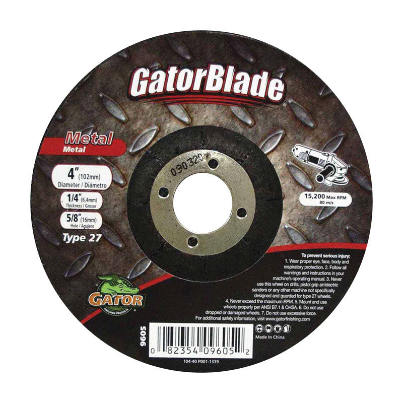 Gator 4 in. D X 5/8 Metal Grinding Wheel