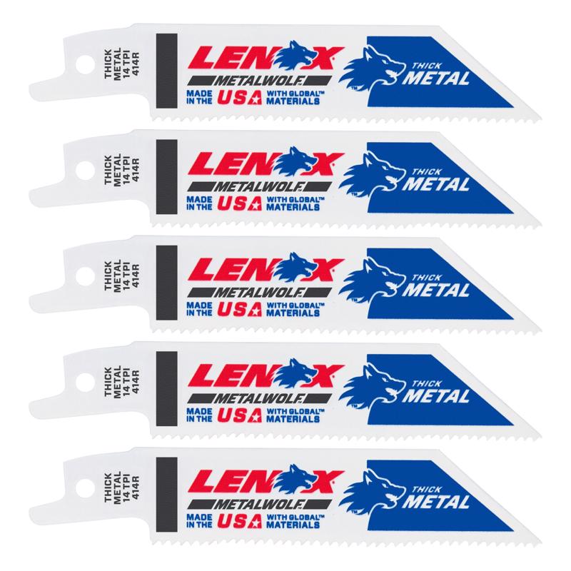 Lenox METALWOLF 4 in. Bi-Metal WAVE EDGE Reciprocating Saw Blade 14 TPI 5 pk
