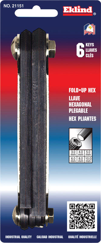 Eklind 3-10 mm Metric Fold-Up Hex Key Set 6 pc